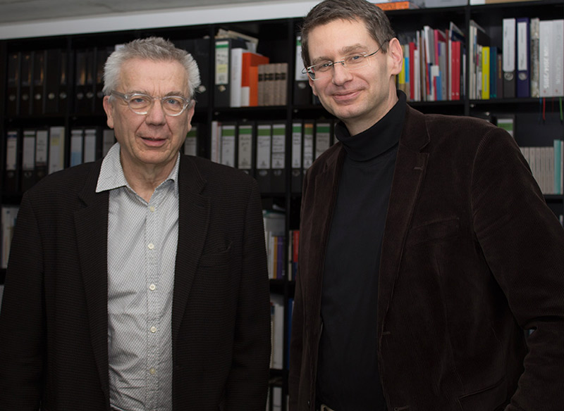 Dr. Arne Zerbst begrüßt den neuen Vorsitzenden des Hochschulrates Prof. Dr. Hannes Böhringer.