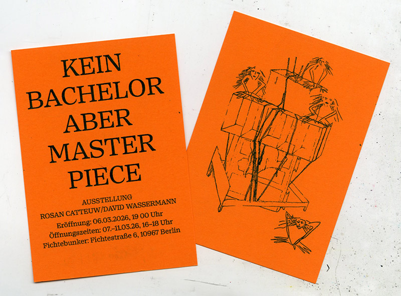 Titel: Kein Bachelor aber Masterpiece Ausstellende: Rosan Catteuw und David Wassermann